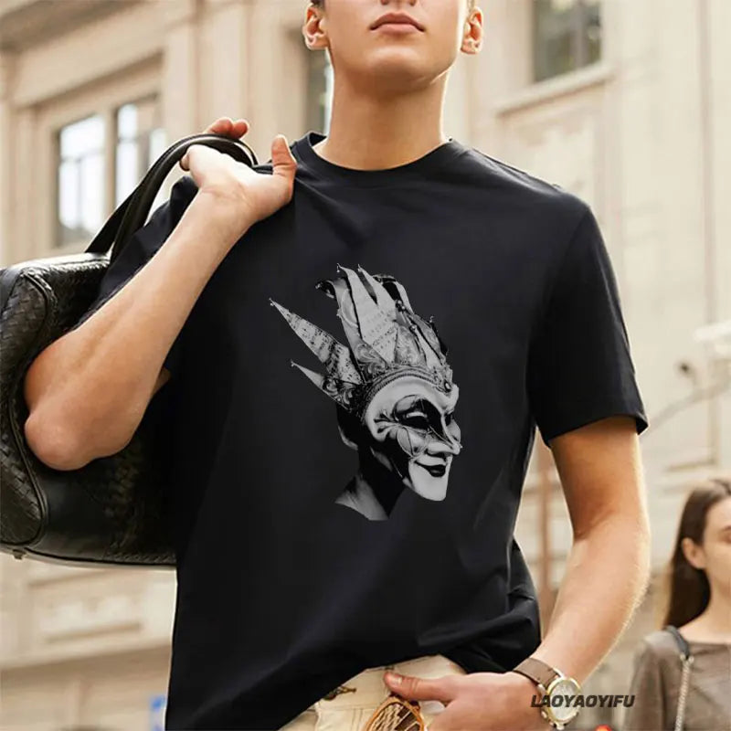 Casual Boris Brejcha Dj Mask Tshirt Cool Short Men Women Hip-hop Tee High-tech Minimalist Tech Music Venetian Mask Unisex Top